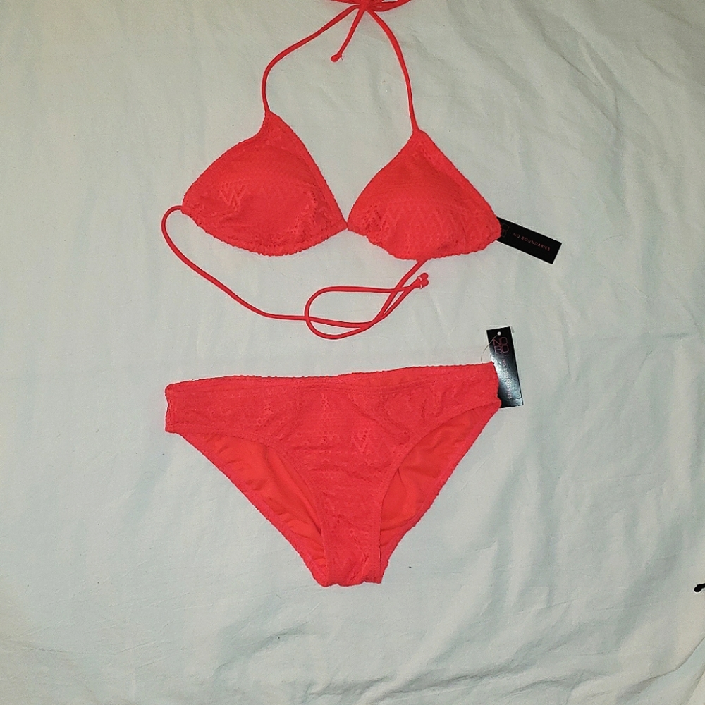 Hot orange triangle top string bikini